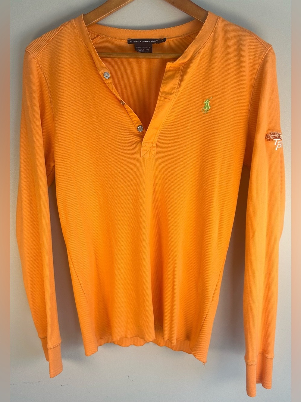 Vintage Ralph Lauren Golf Orange Soft Knit 3-Button Shirt Top Sz L Torrey Pines